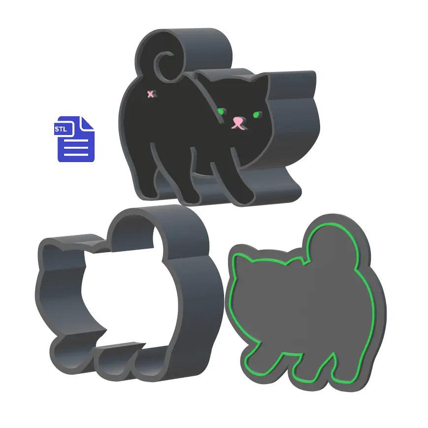 3pc Playing Kitten Behind Bath Bomb Mold STL File
