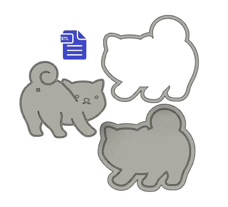 3pc Playing Kitten Behind Bath Bomb Mold STL File