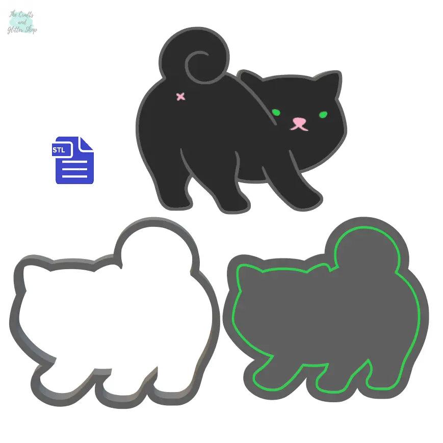 3pc Playing Kitten Behind Bath Bomb Mold STL File