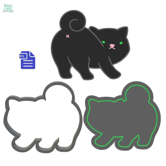 3pc Playing Kitten Behind Bath Bomb Mold STL File