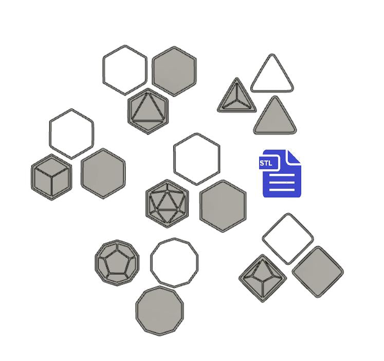 3pc Polyhedral Dice Set Bath Bomb Mold STL File