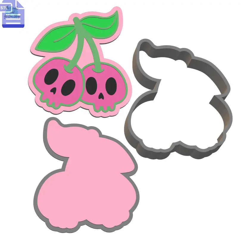 3pc Skull Cherries Bath Bomb Mold STL File