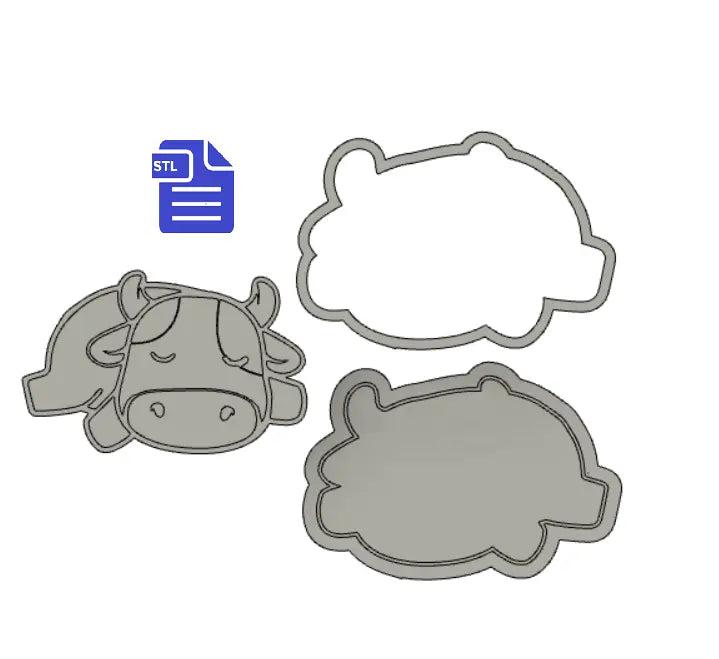 3pc Sleepy Cow Bath Bomb Mold STL File