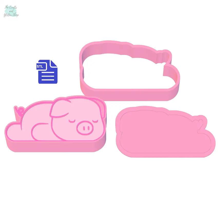 3pc Sleepy Piglet Bath Bomb Mold STL File