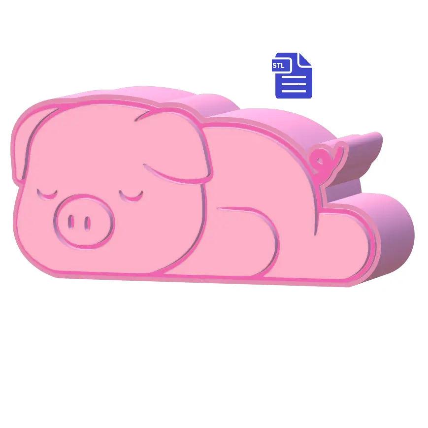 3pc Sleepy Piglet Bath Bomb Mold STL File