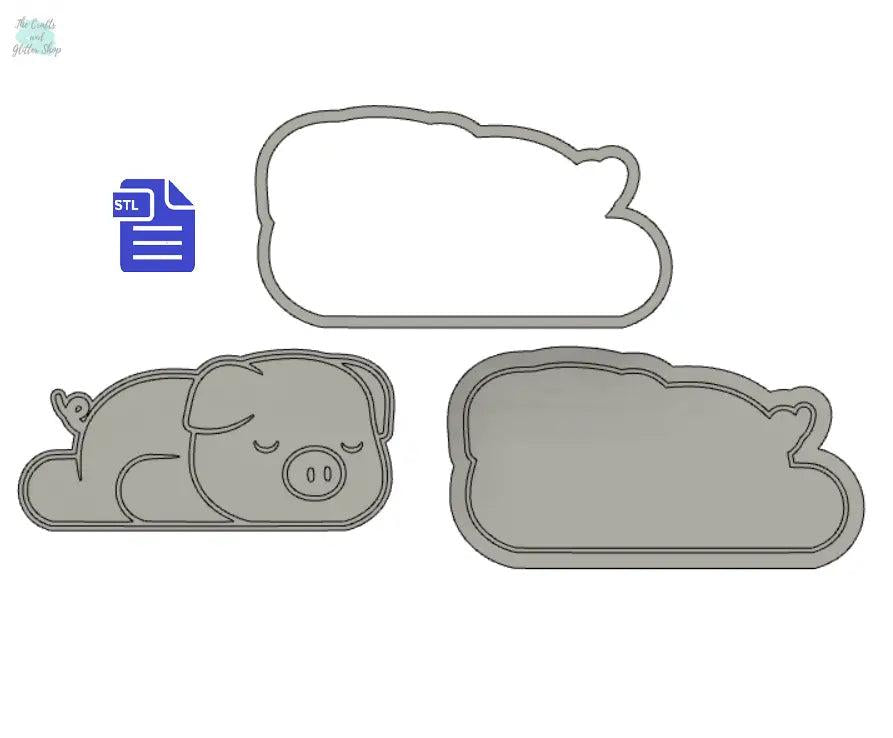 3pc Sleepy Piglet Bath Bomb Mold STL File
