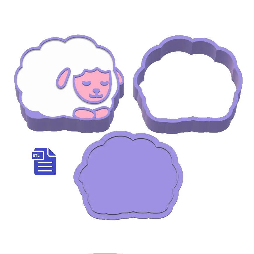 3pc Sleepy Sheep Bath Bomb Mold STL File