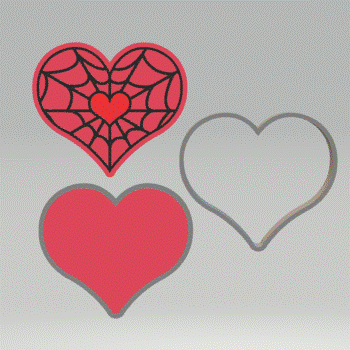 3pc Spiderweb Heart Bath Bomb Mold STL File