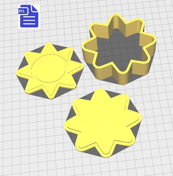 3pc Sun Bath Bomb Mold STL File