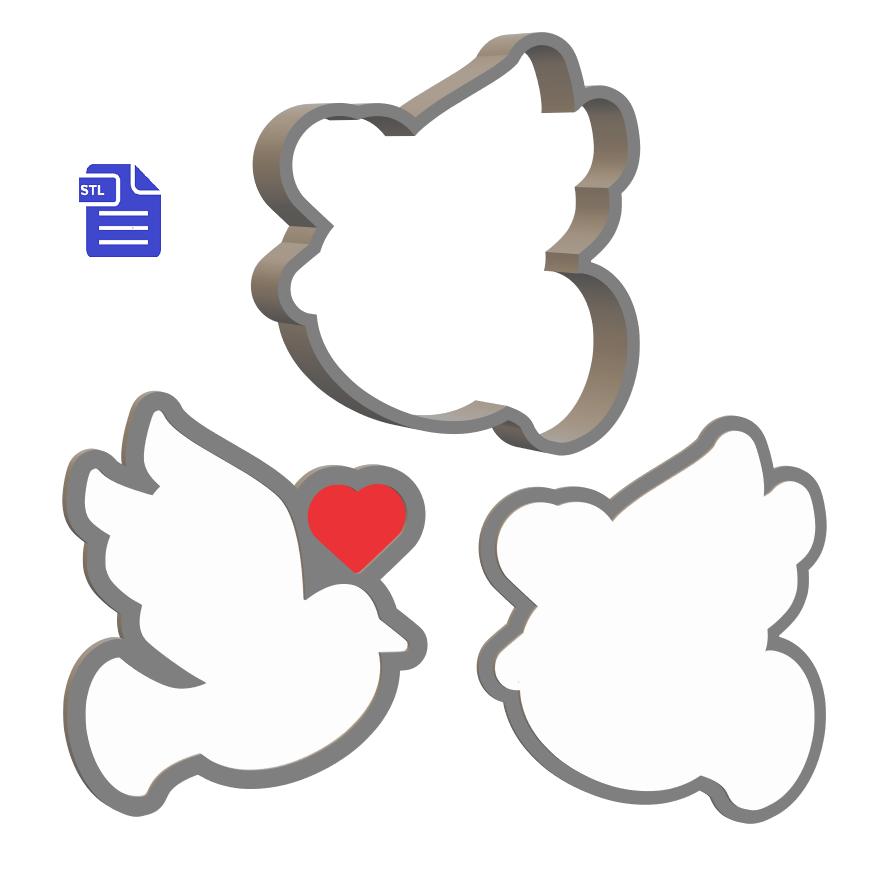 3pc Valentine Dove Bath Bomb Mold STL File