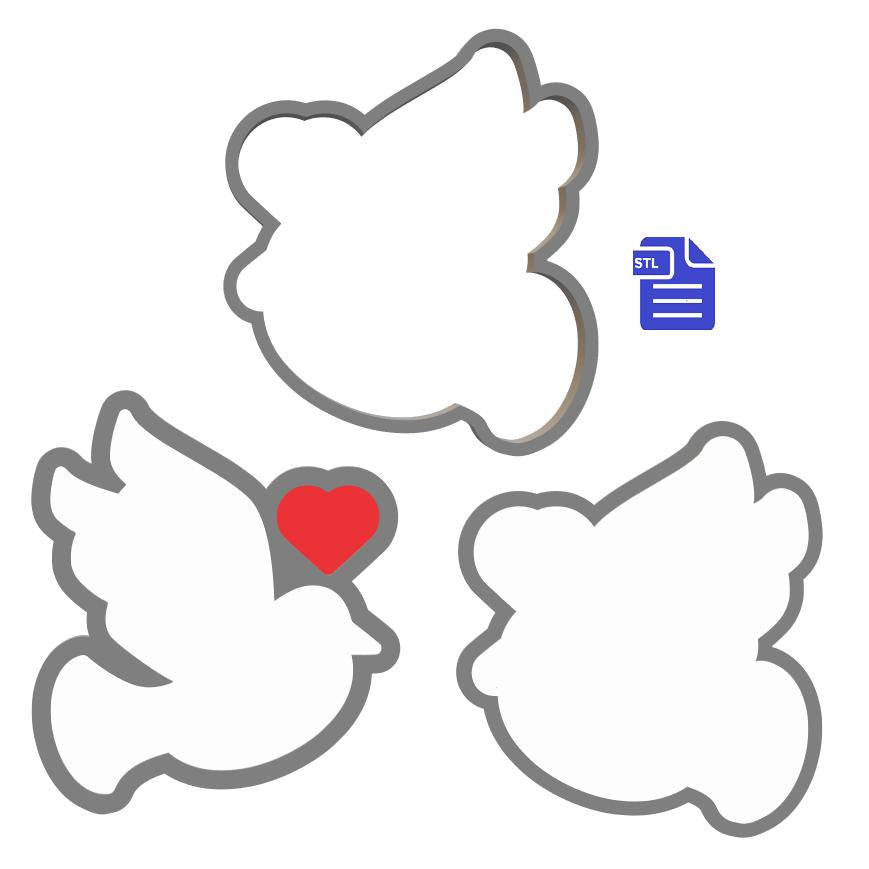 3pc Valentine Dove Bath Bomb Mold STL File