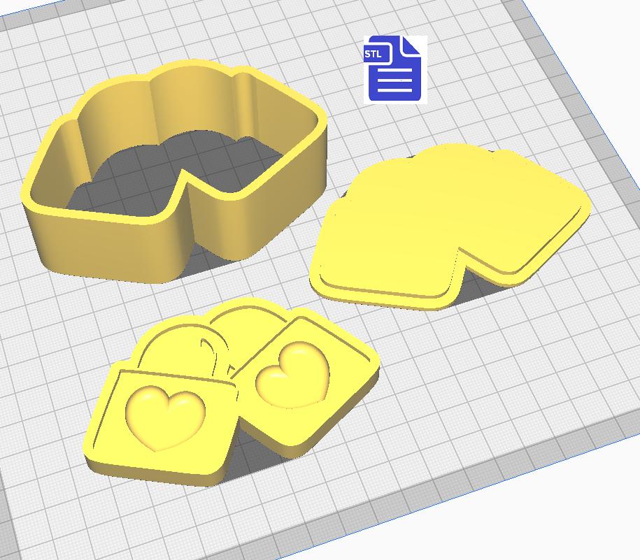 3pc Valentine Padlock Bath Bomb Mold STL File