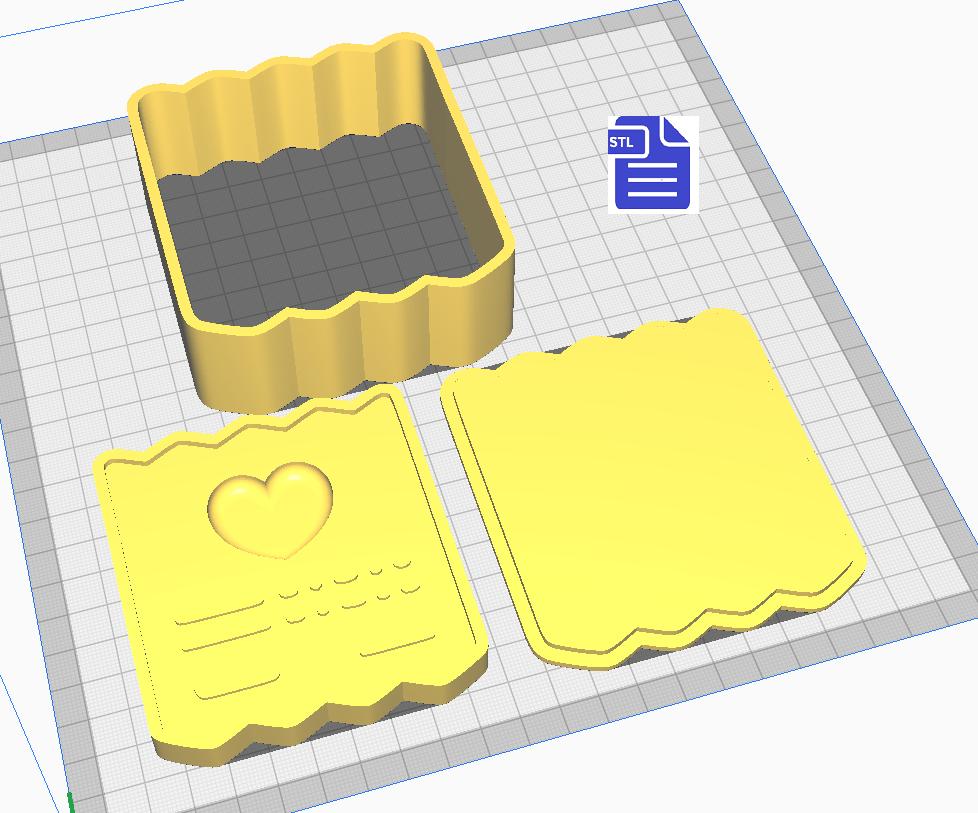 3pc Valentine Receipt Bath Bomb Mold STL File