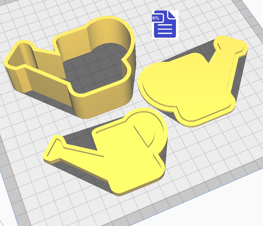 3pc Watering Can Bath Bomb Mold STL File - for 3D printing - FILE ONLY