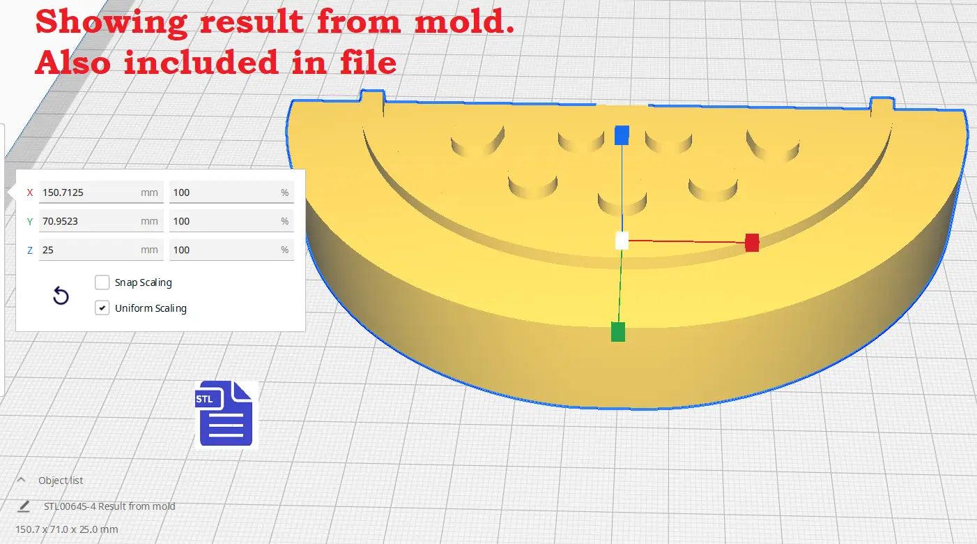 3pc Watermelon Bath Bomb Mold STL File