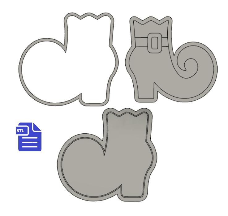 3pc Witch Boots Bath Bomb Mold STL File