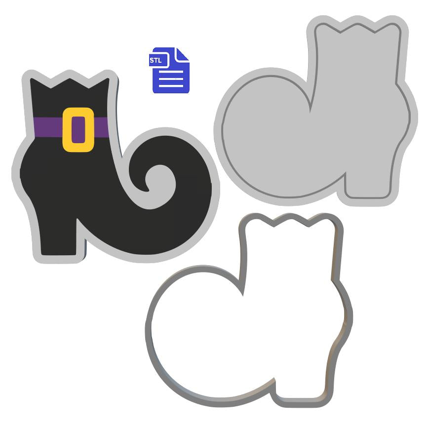 3pc Witch Boots Bath Bomb Mold STL File