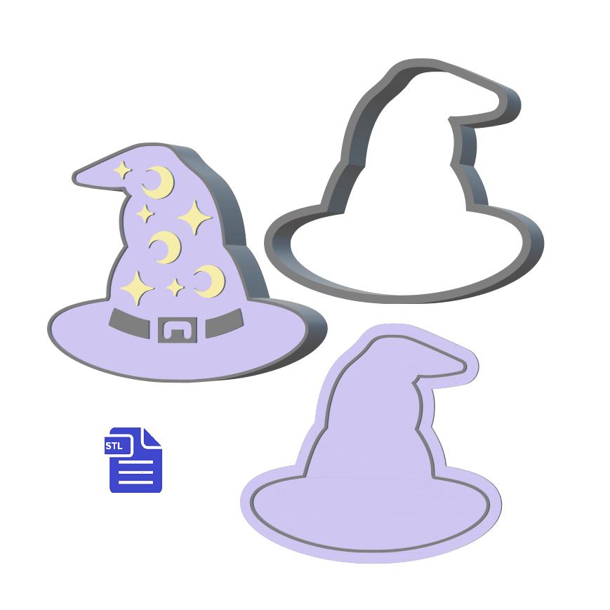 3pc Wizard Hat Bath Bomb Push Mold STL File - for 3D printing - FILE ONLY - 3 piece Shower Steamer Mould