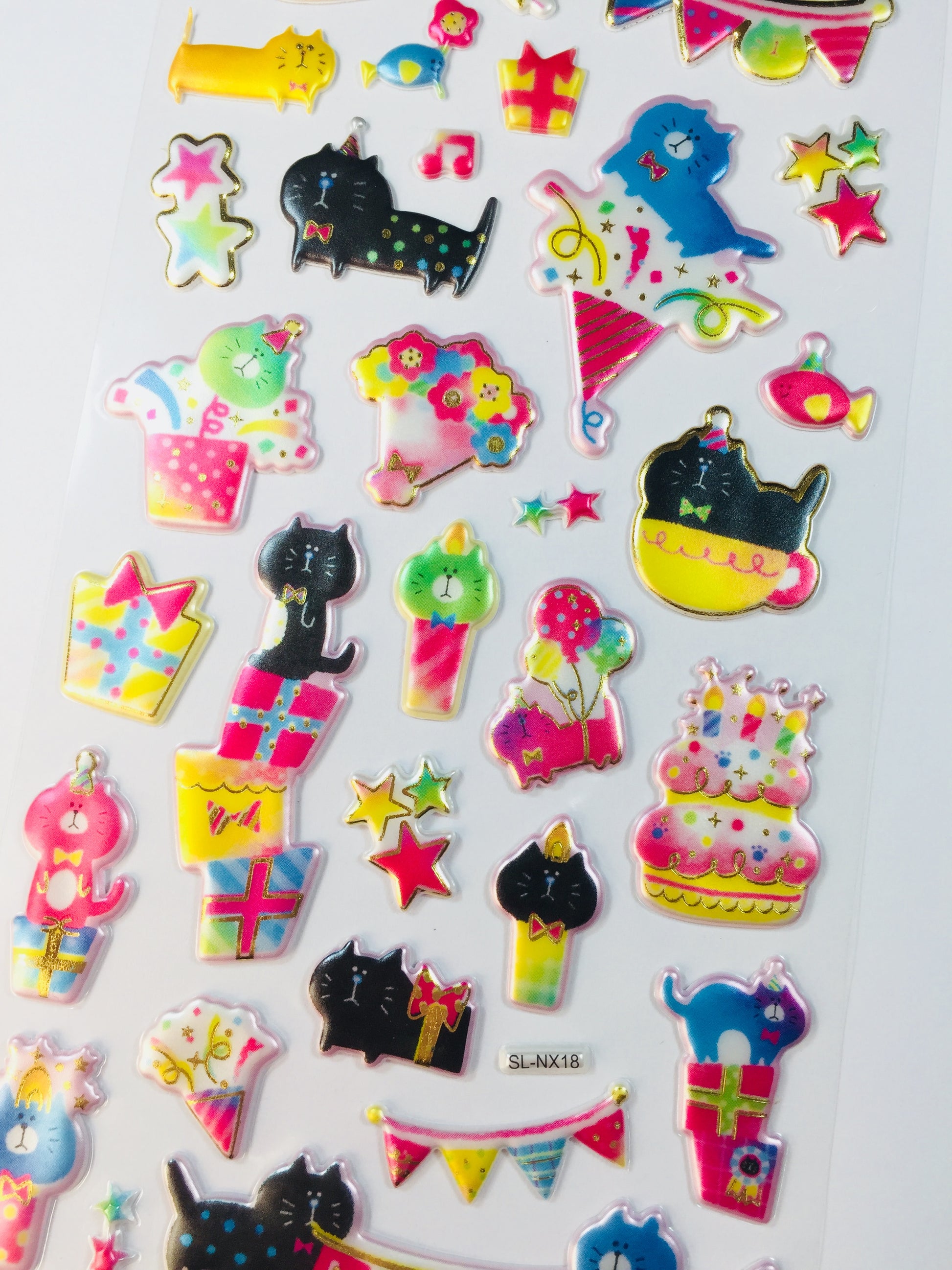 Black Cat Puffy Stickers