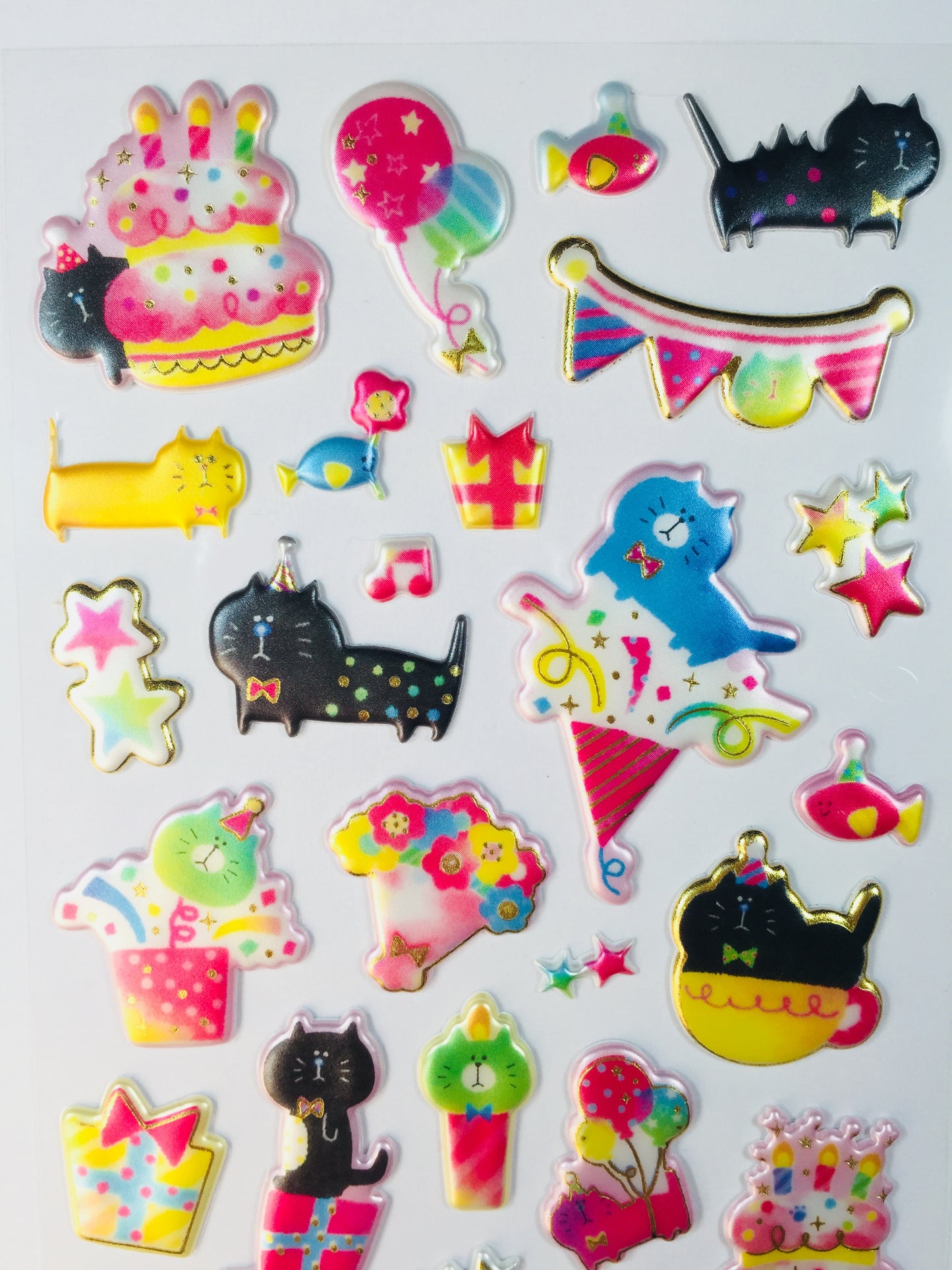 Black Cat Puffy Stickers