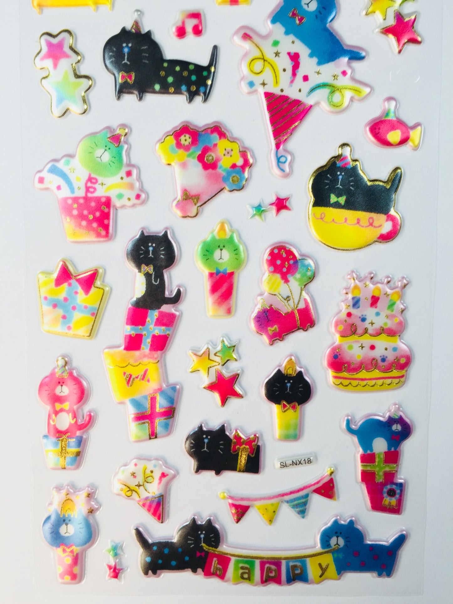 Black Cat Puffy Stickers