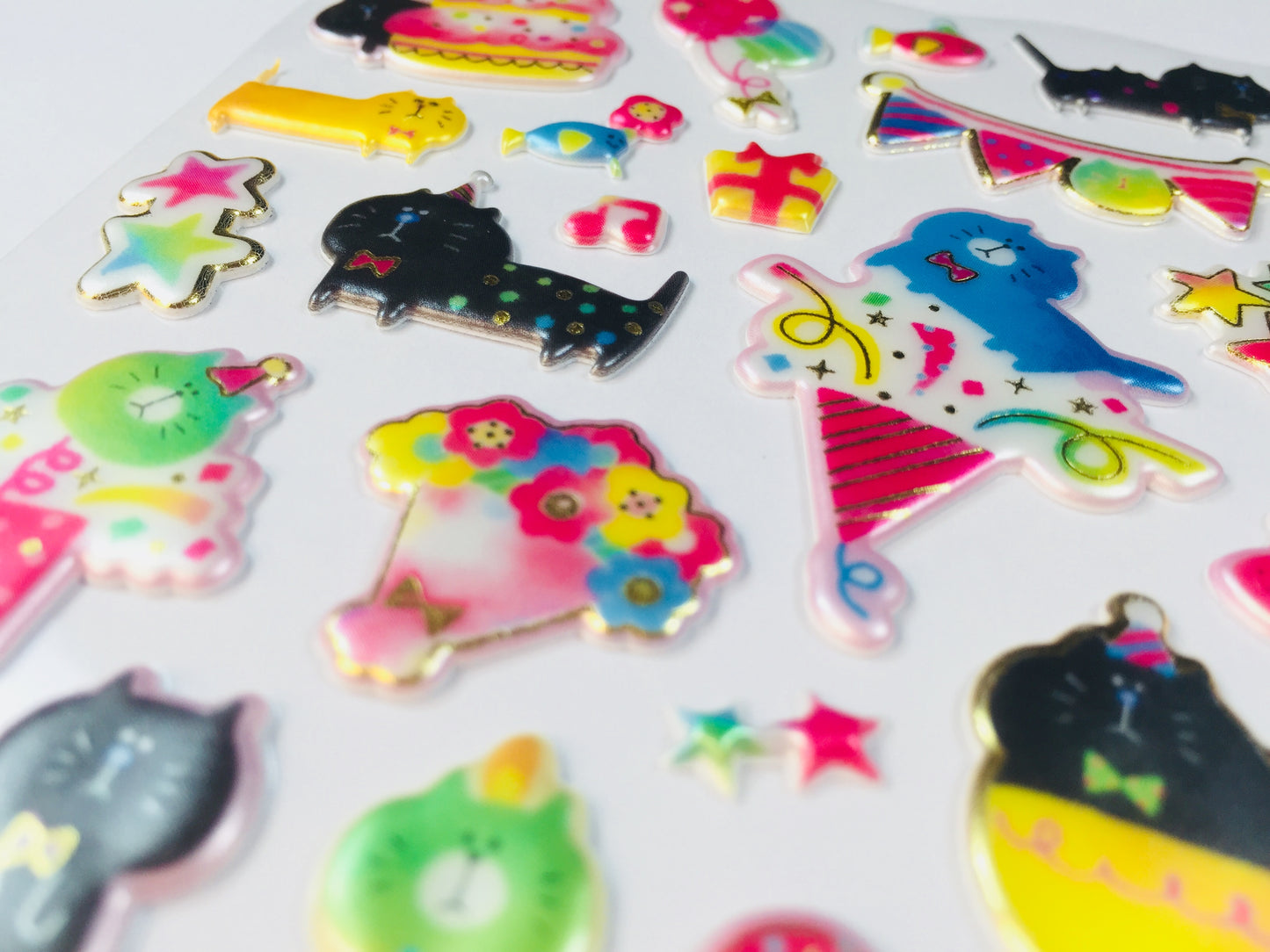 Black Cat Puffy Stickers