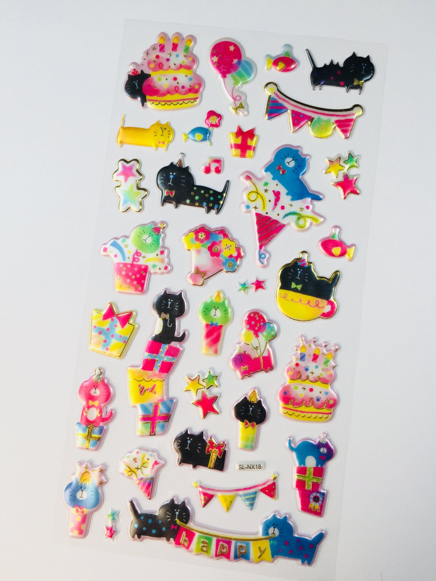 Black Cat Puffy Stickers