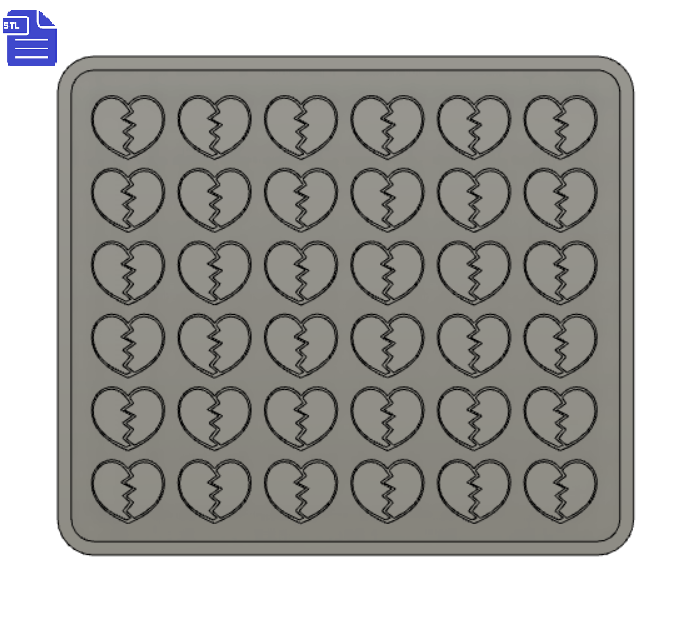 Broken Heart Palette Silicone Mold Housing STL File