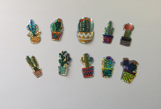 Cactus Holographic Sticker Flakes Pack