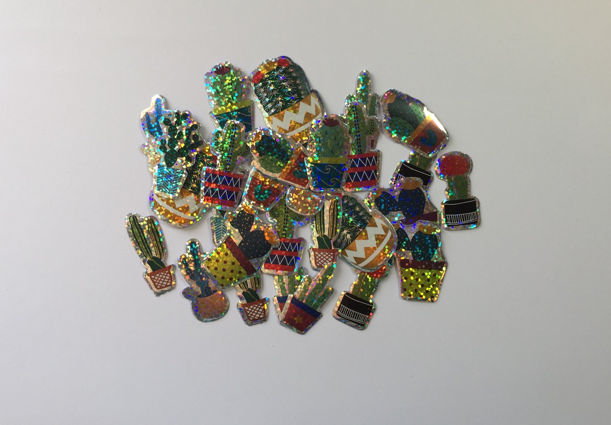 Cactus Holographic Sticker Flakes Pack