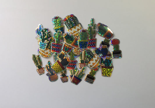 Cactus Holographic Sticker Flakes Pack