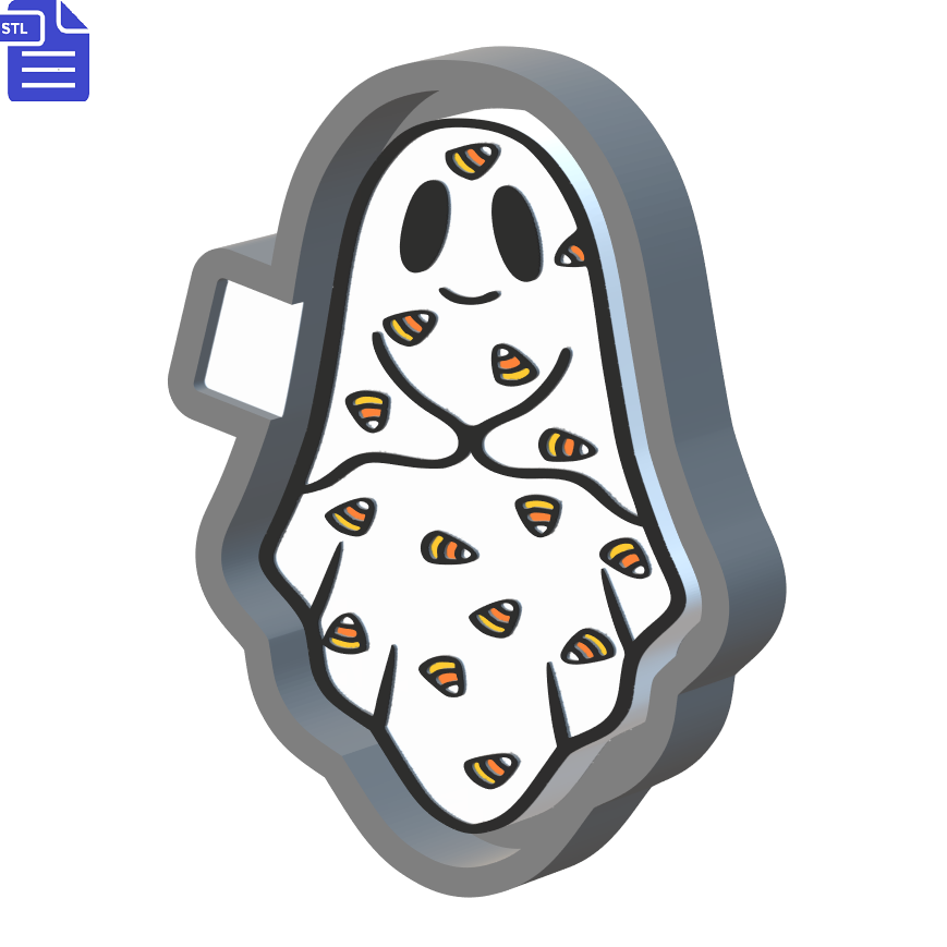 Candy Corn Ghost Silicone Mold Housing STL File