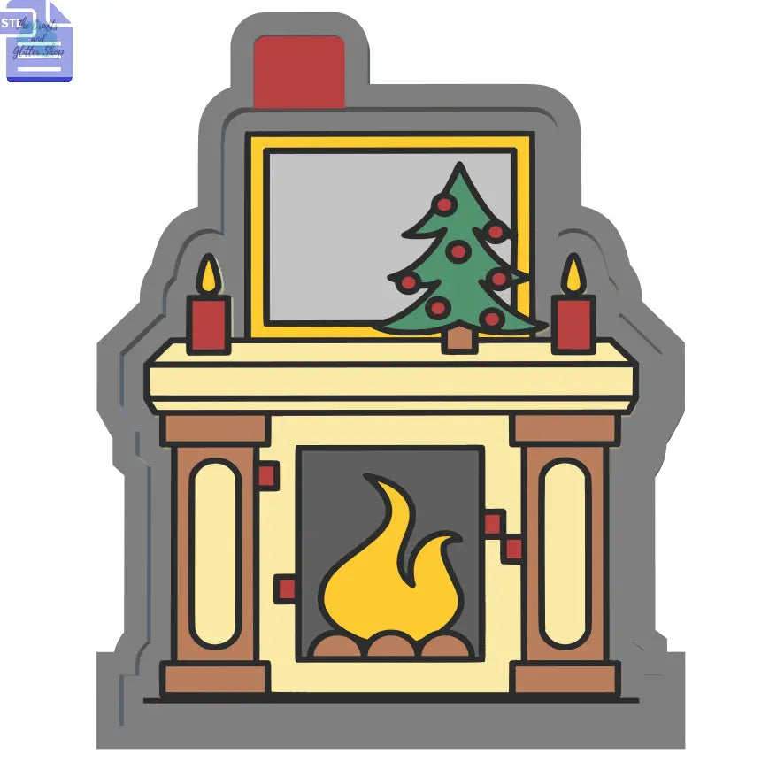 Christmas Fireplace Silicone Mold Housing STL File
