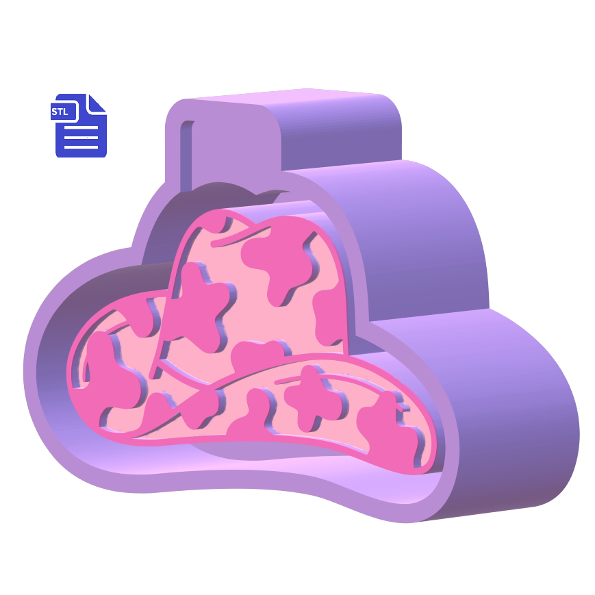 CowGirl Hat with Cow Print Silicone Mold Housing STL File