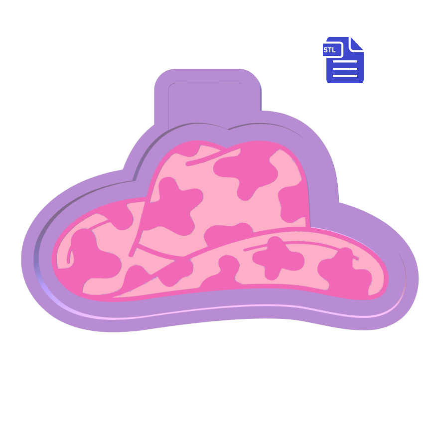 CowGirl Hat with Cow Print Silicone Mold Housing STL File