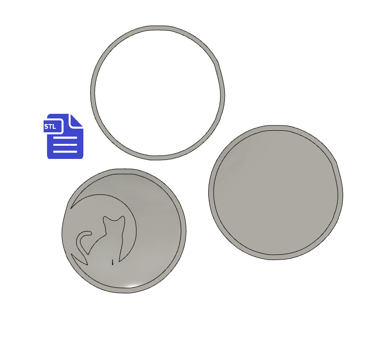 Crescent Moon & Cat Bath Bomb Mold STL File