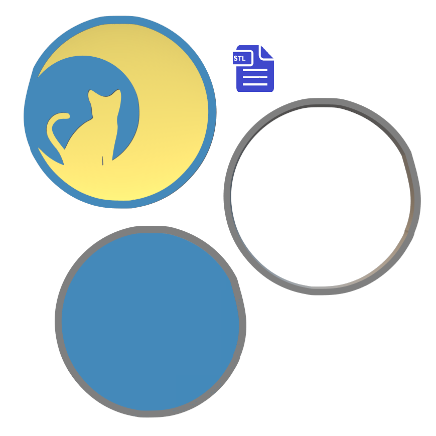 Crescent Moon & Cat Bath Bomb Mold STL File