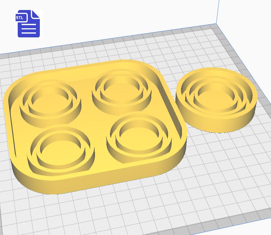 Double Layer Circle Shaker Silicone Mold Housing Tray STL File - for 3D printing - FILE ONLY