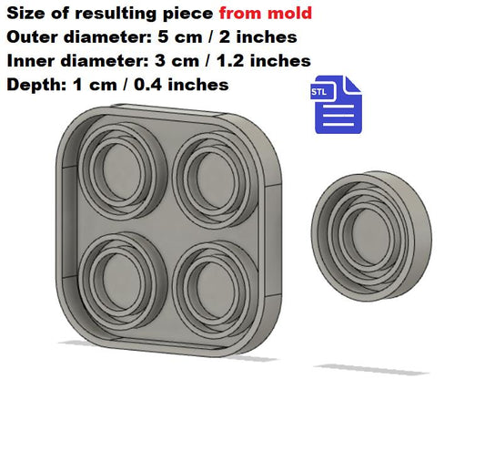 Double Layer Circle Shaker Silicone Mold Housing Tray STL File - for 3D printing - FILE ONLY