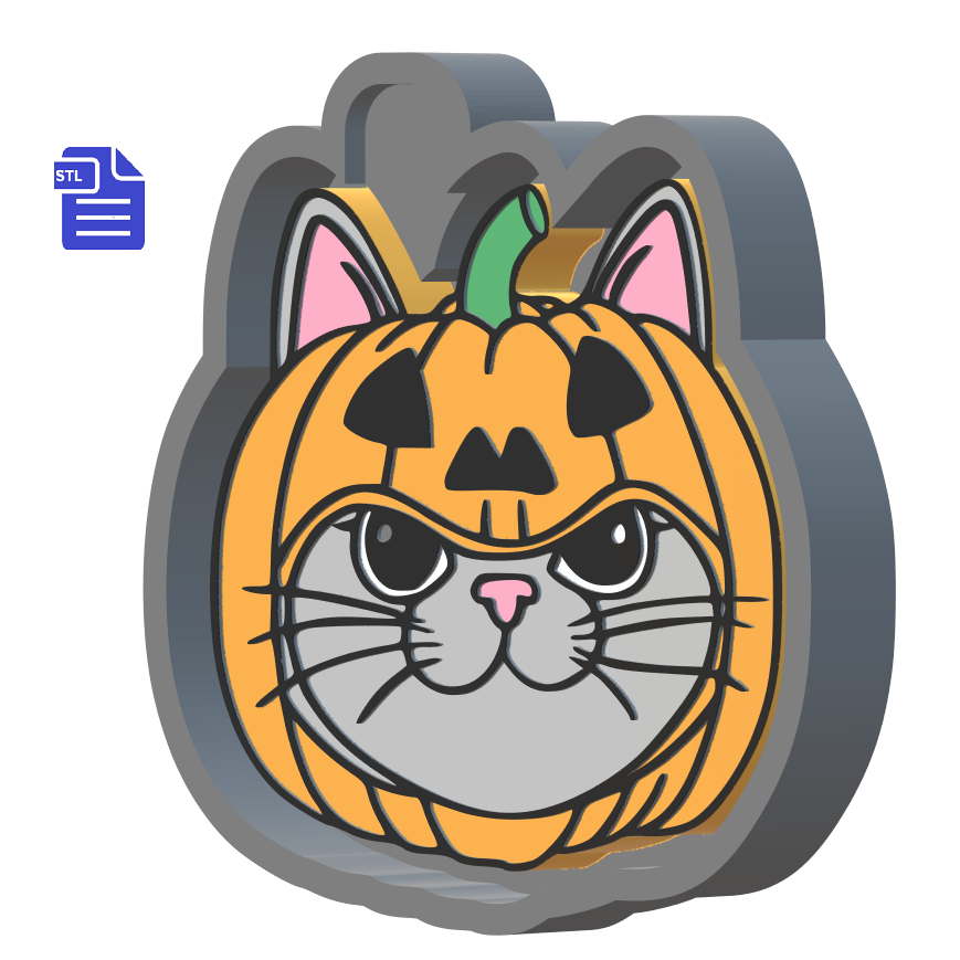 Evil Cat Pumpkin Silicone Mold Housing STL File