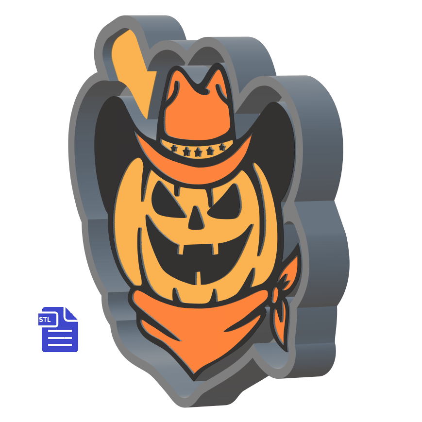 Evil Cowboy Pumpkin Silicone Mold Housing STL File