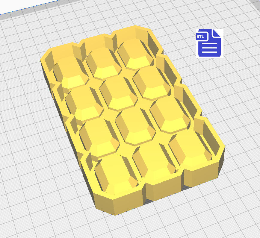 Gem Wax Melt Snap Bar Silicone Mold Housing STL File