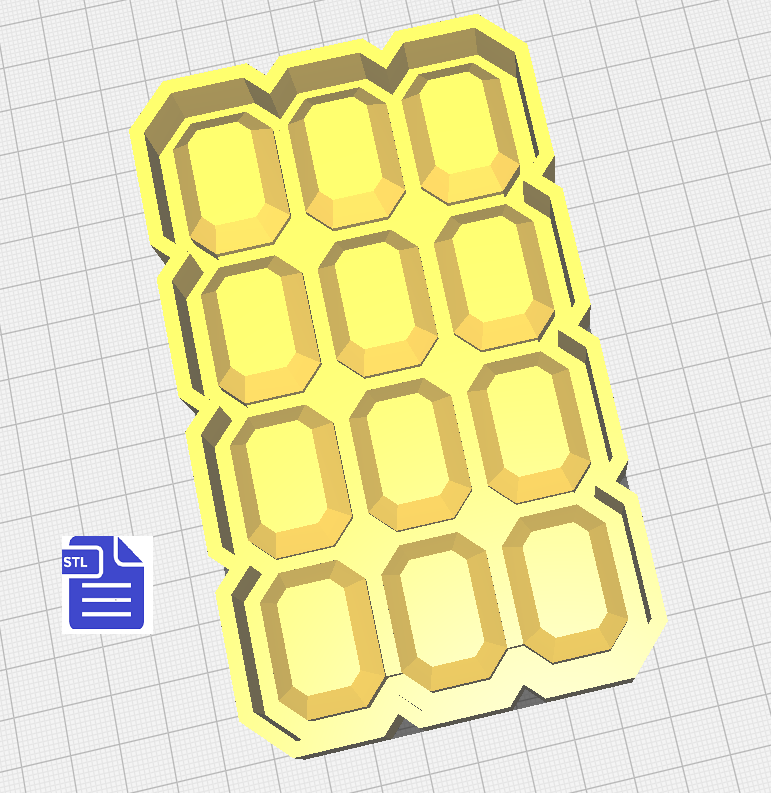 Gem Wax Melt Snap Bar Silicone Mold Housing STL File