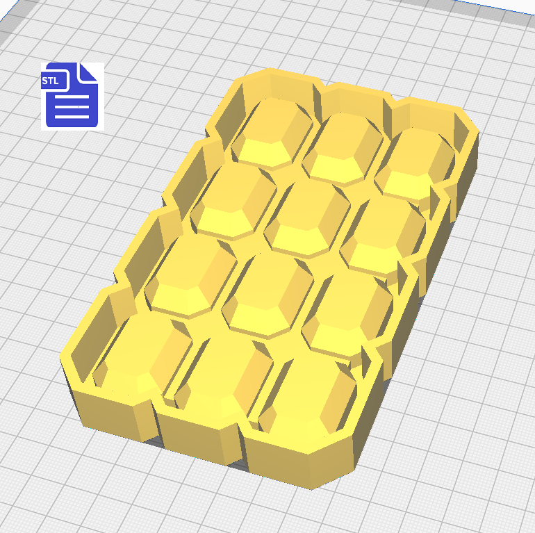 Gem Wax Melt Snap Bar Silicone Mold Housing STL File