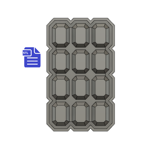 Gem Wax Melt Snap Bar Silicone Mold Housing STL File