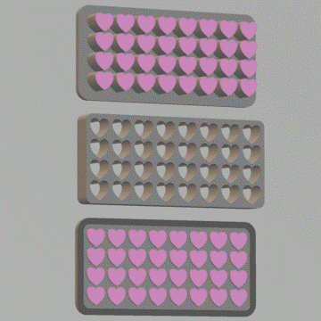 Hearts Embed Tray Bath Bomb Mold STL File