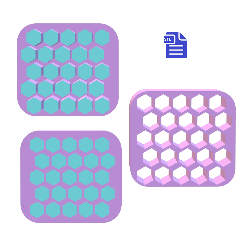 Hexagon Embed Tray Bath Bomb Mold STL File