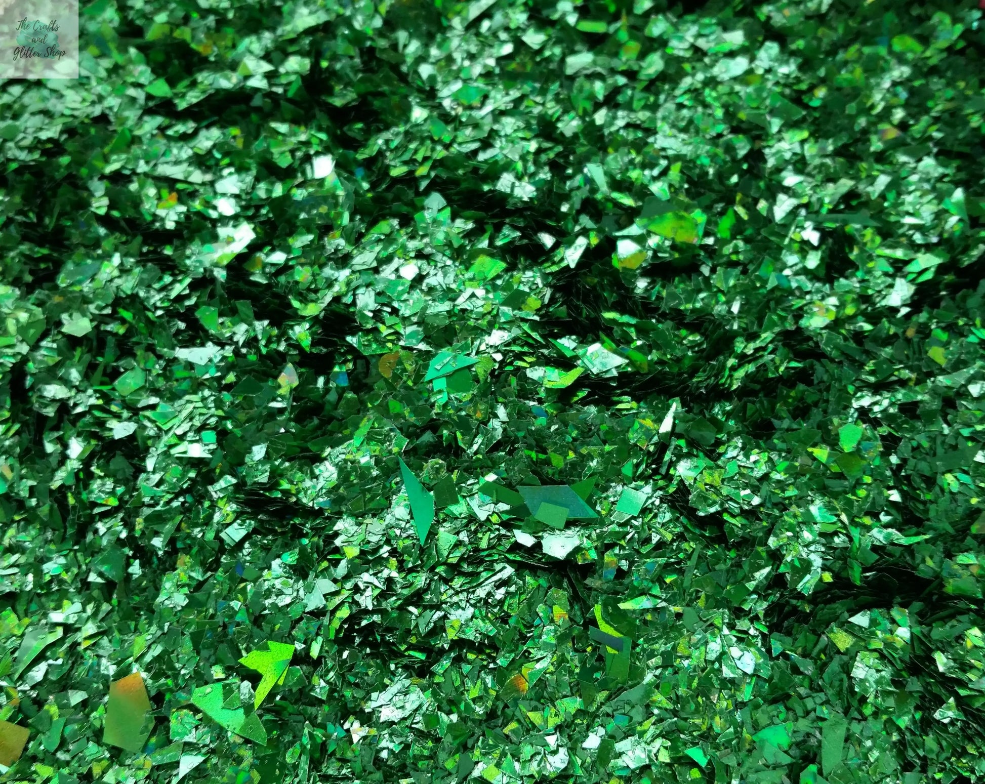 Holographic Green Cellophane Glitter Flakes - The Crafts and Glitter Shop