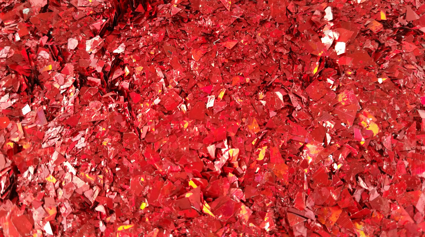 Holographic Red Cellophane Glitter Flakes