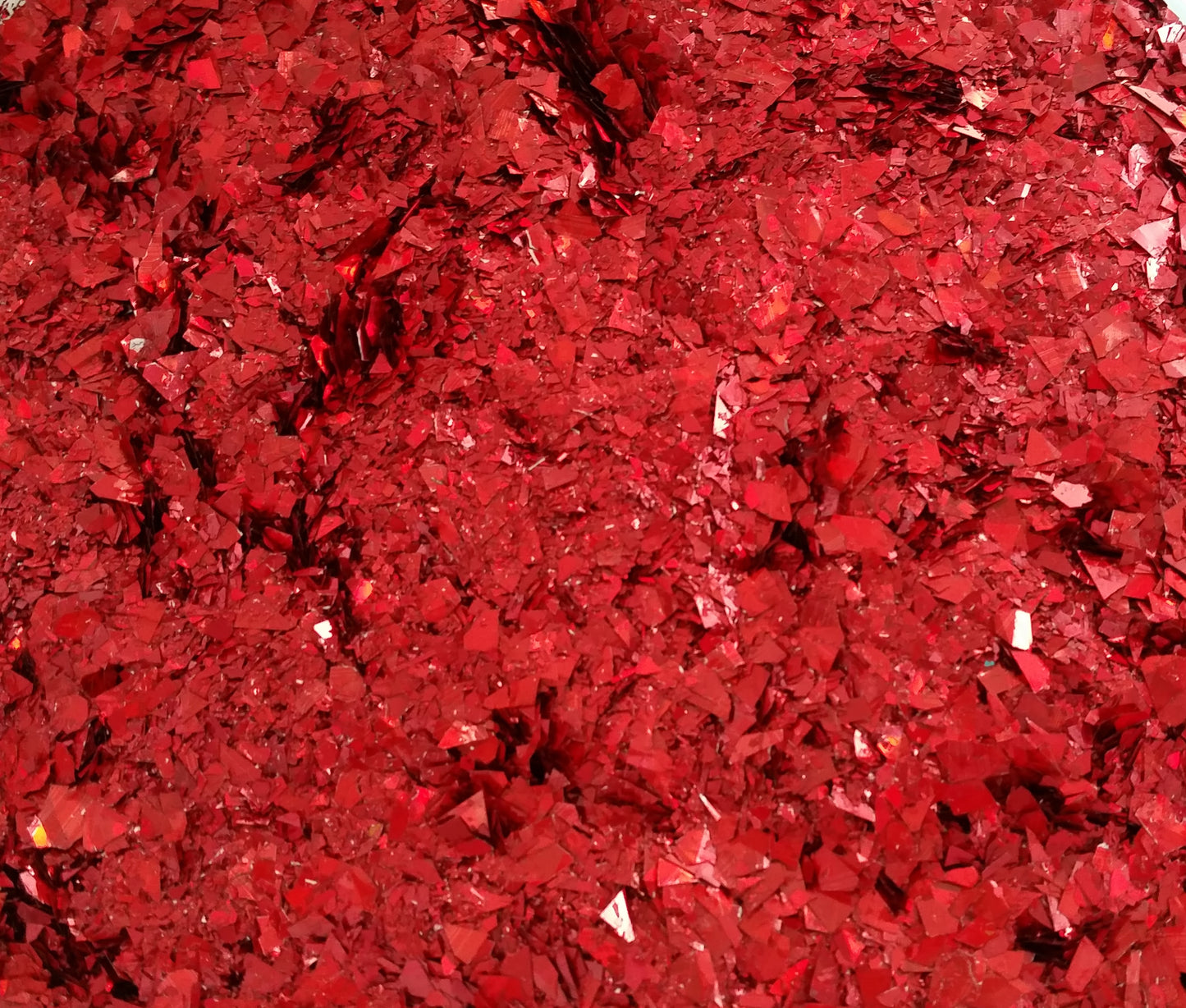 Holographic Red Cellophane Glitter Flakes